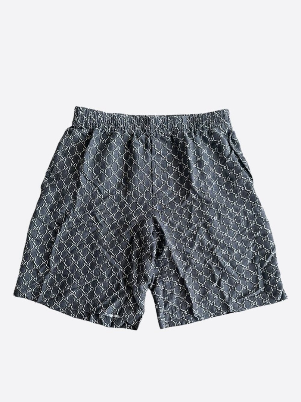 Gucci Grey, Black & White GG Monogram Silk Shorts